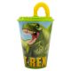 Dinozaur Pahar cu pai T-Rex, plastic, 430 ml