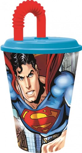 Pahar cu pai Superman Savior, plastic 430 ml